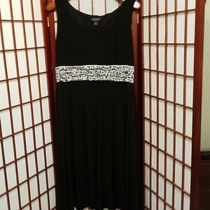 Size 14 black dress with black and white waistband